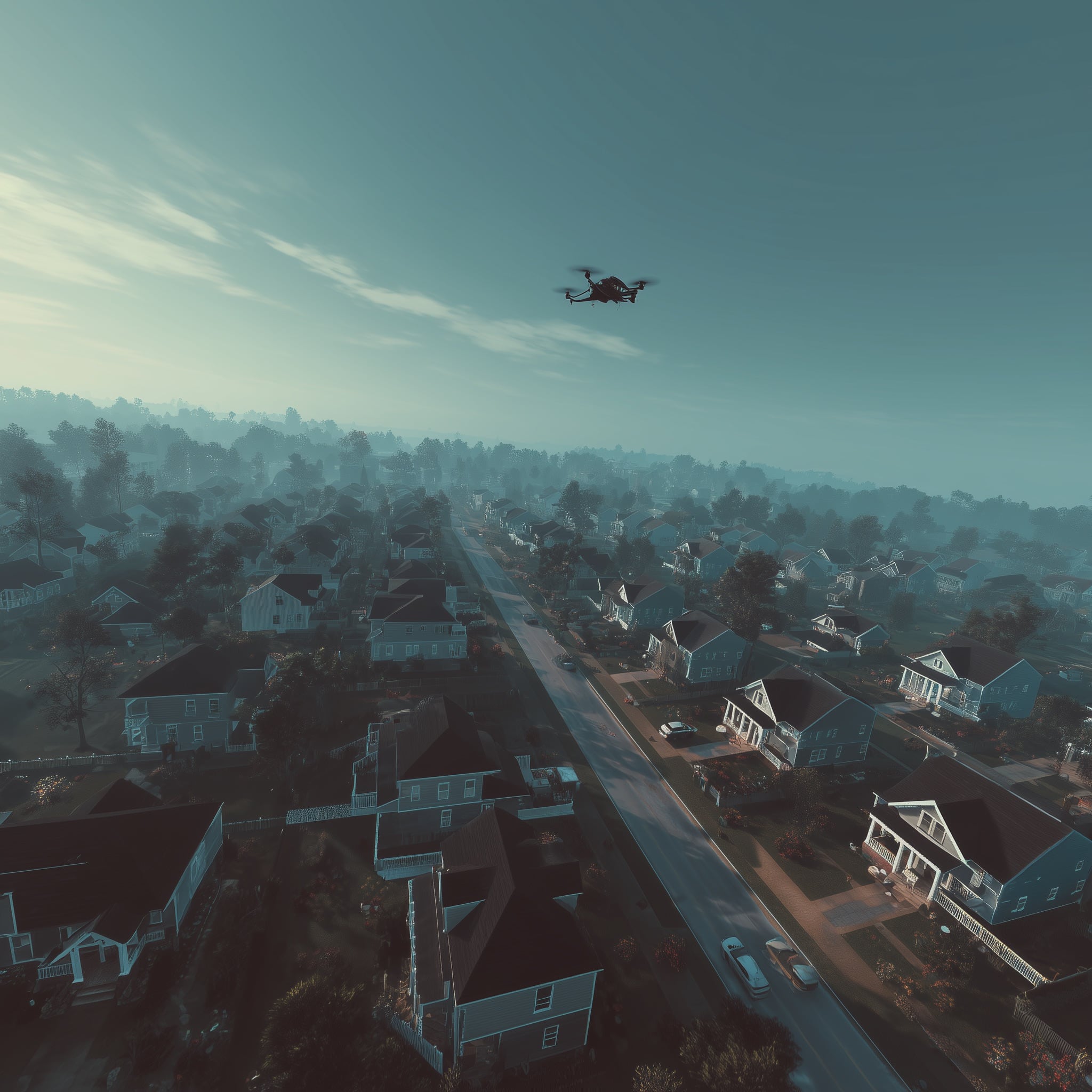 Aerial drone view of community